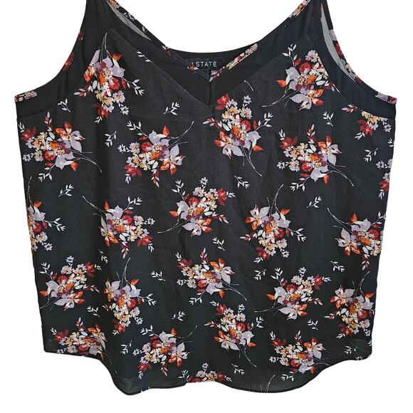 1State Womens L Lace Trim Wildflower Cami Tank Black Multicolor Floral Fairycore - Picture 2 of 6